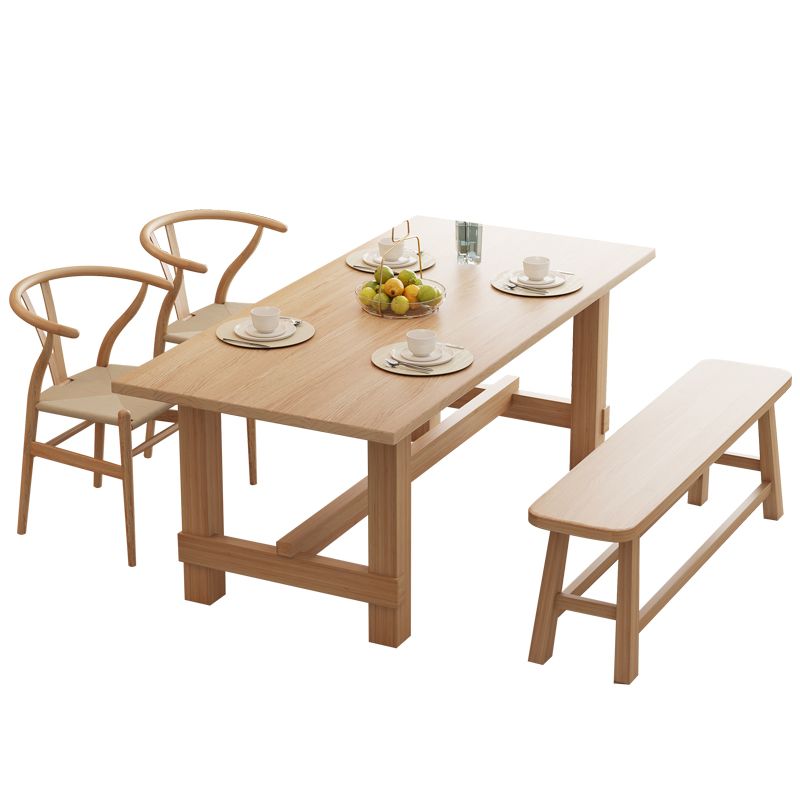 Modern Dining Set Rectangular Natural 1/4/5 Pieces Trestle Dinette Set