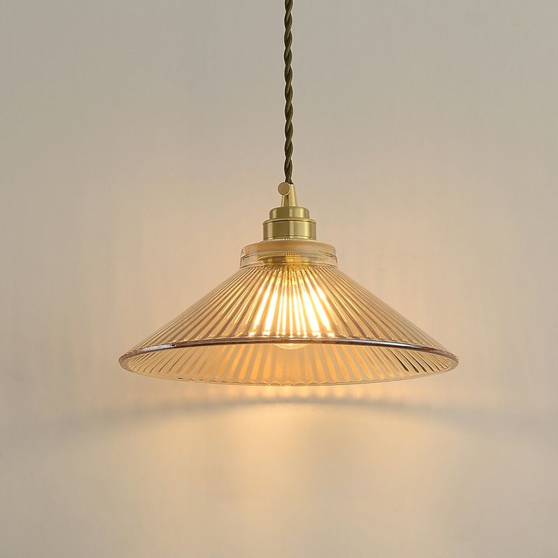 Cone 1 Light Pendant Light Fixture Industrial Style Glass Pendant Lamp in Gold