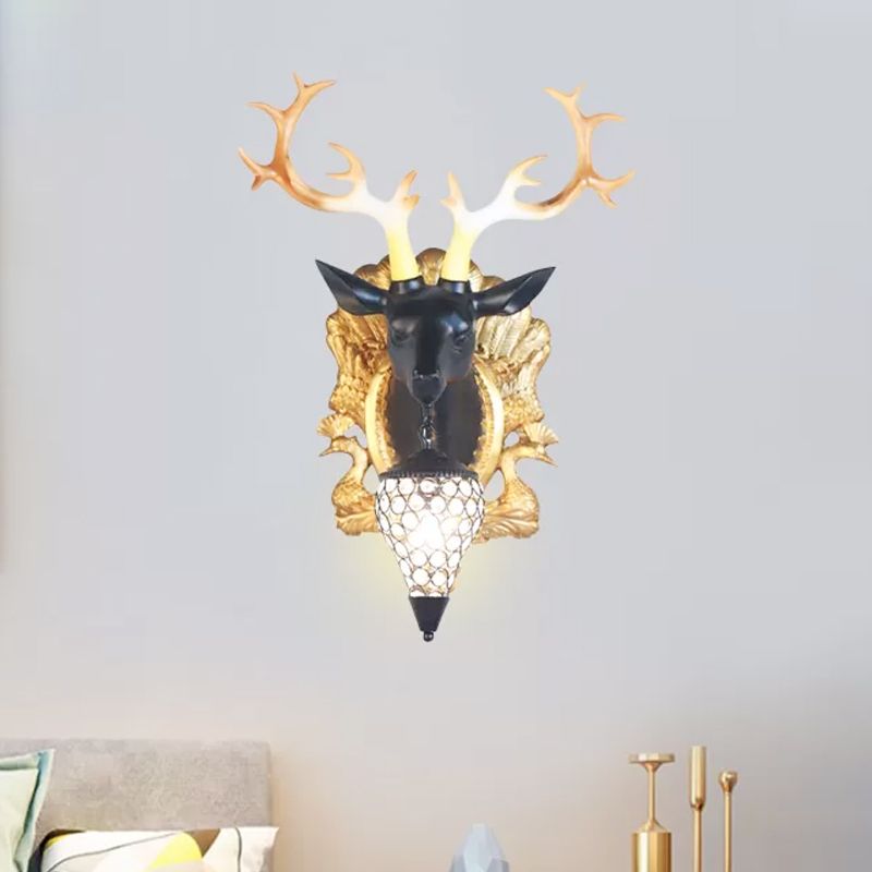 Country Deer Head Head Lampe 1 Éclairage mural résine