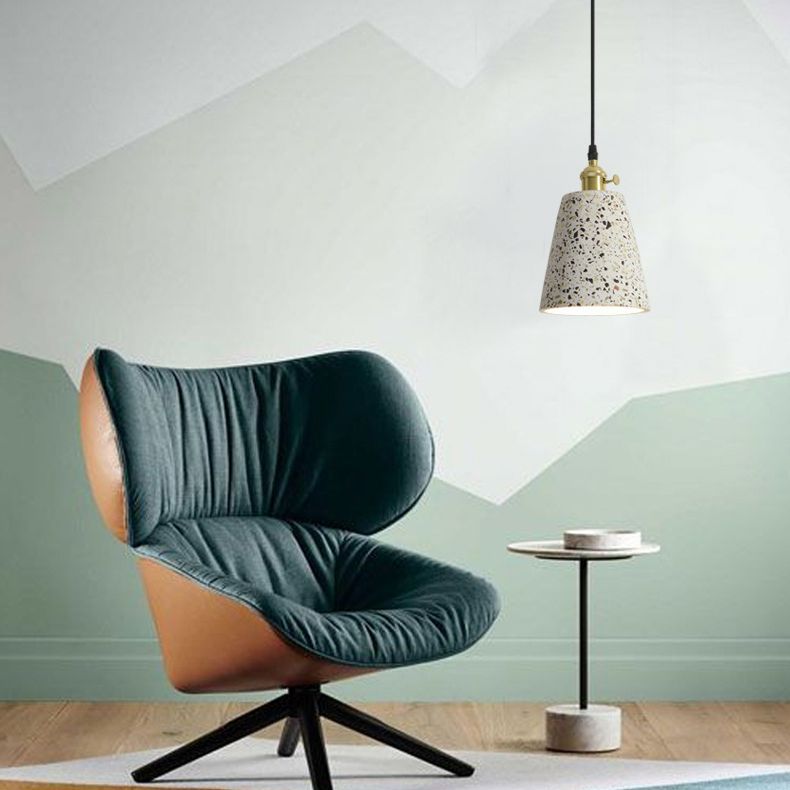 Terrazzo Small Pendant Light Fixture Nordic 1 Head White Suspension Lamp for Living Room