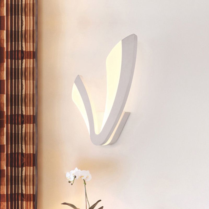 Acrylic V-Shaped LED Wall Mounted Light Simplicity White Wall Sconce Lighting for Bedside