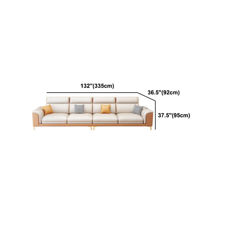 Contemporary Faux Leather Sofa with Pillow Top Arm for Living Room