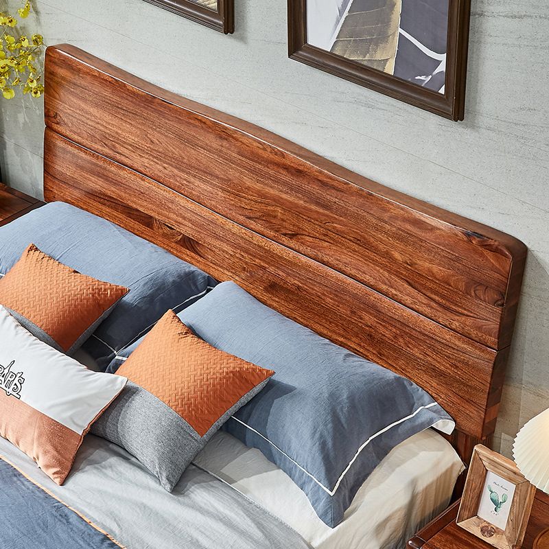 Traditional Solid Wood Standard Bed Solid Color Bed with Headboard