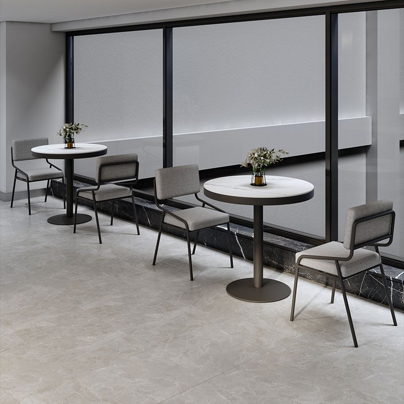Metal Modern Round Dining Table Sintered Stone Top Table for Dining Room and Kitchen