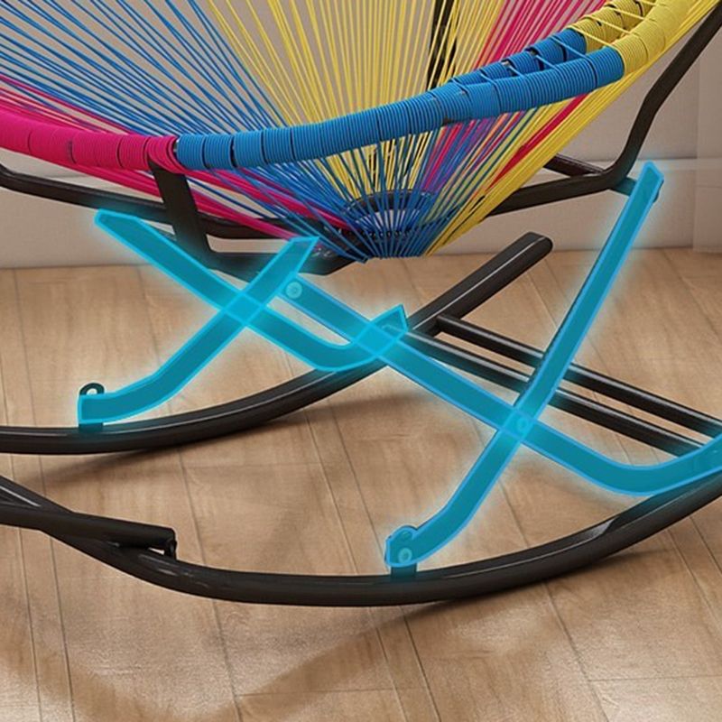 Contemporary Rocking Chair Woven Rope Rattan Rocking Chair in Living Room