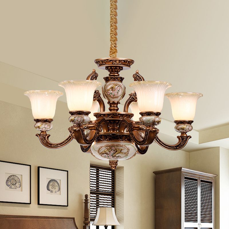 Metaal Swooping arm plafond kroonluchter traditionele stijl 6/8 lichten logeerkamer ophanging licht