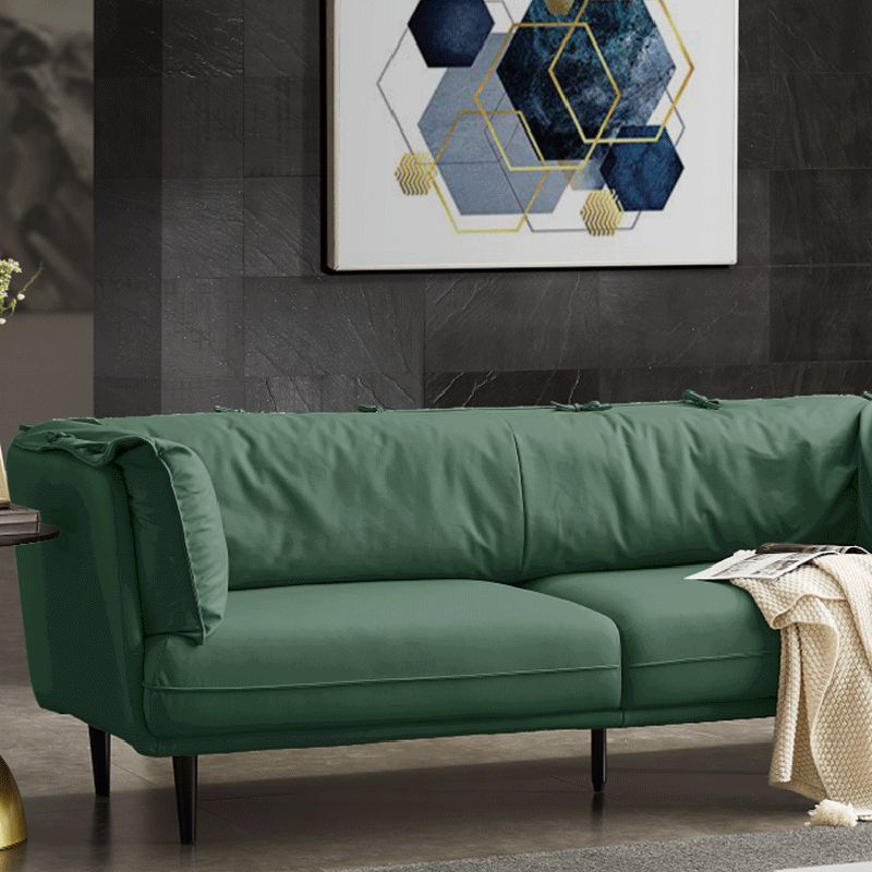 Modern Faux Leather Standard Settee Tuxedo Arm Sofa for Living Room