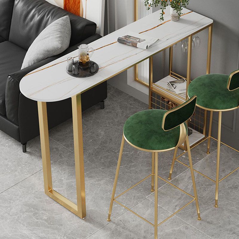 Stone Top Cocktail Bar Table 42-inch Height Metal Base Bar Height Storage Table