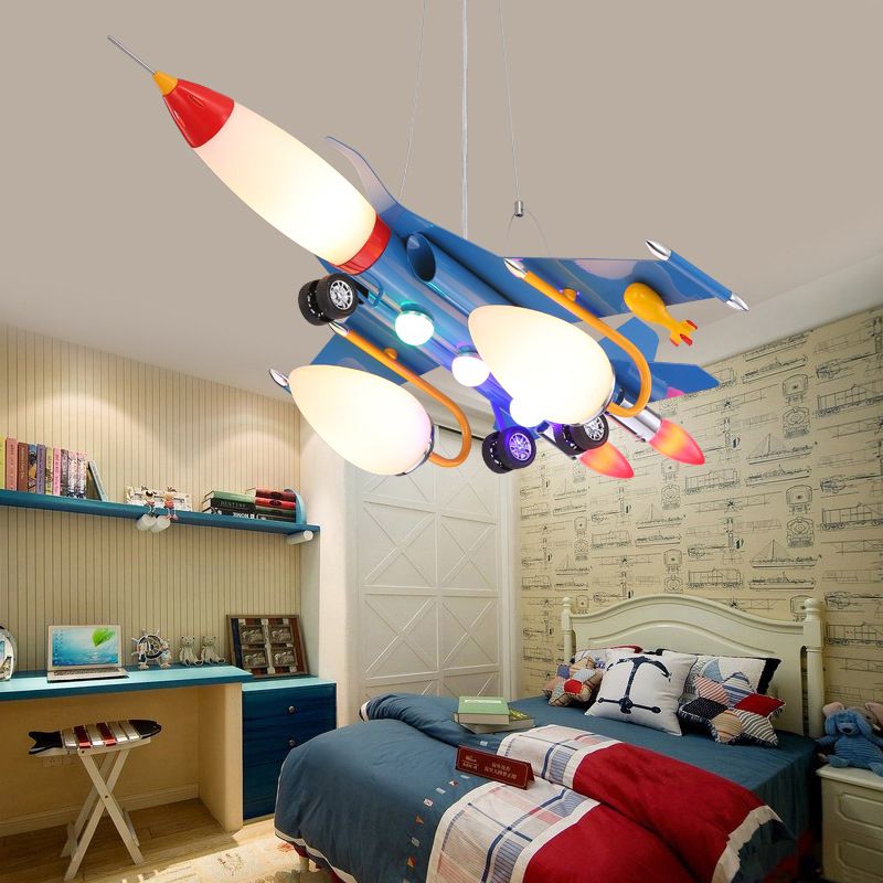 Rocket Aircraft Kids Room Pending Lighting ACRYLIC CREATIN CREARE PLAFIER CHANDELIER EN BLEU