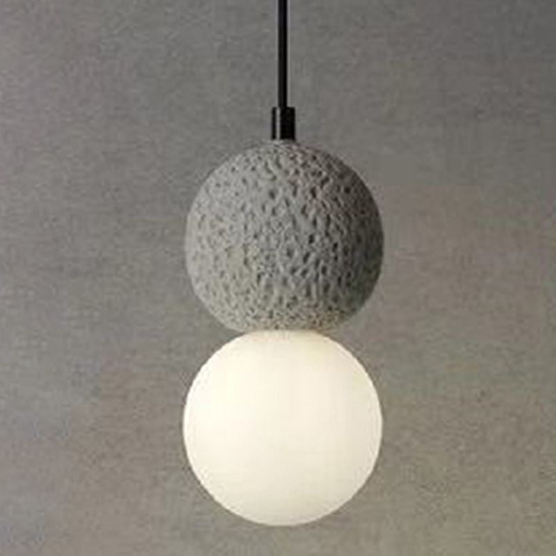 Globe Glass Pendant Light in Modern Creative Style Cement Single Hanging Lamp for Dining Room