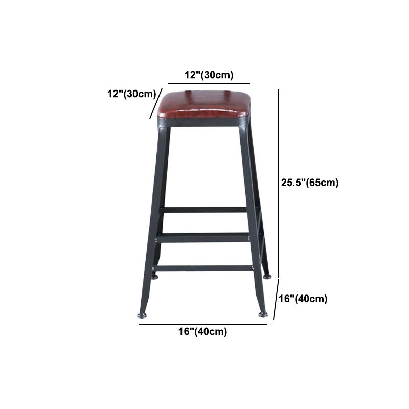 Industrial Leather Top Barstool Black 4 Legs Bar Stool for Indoor