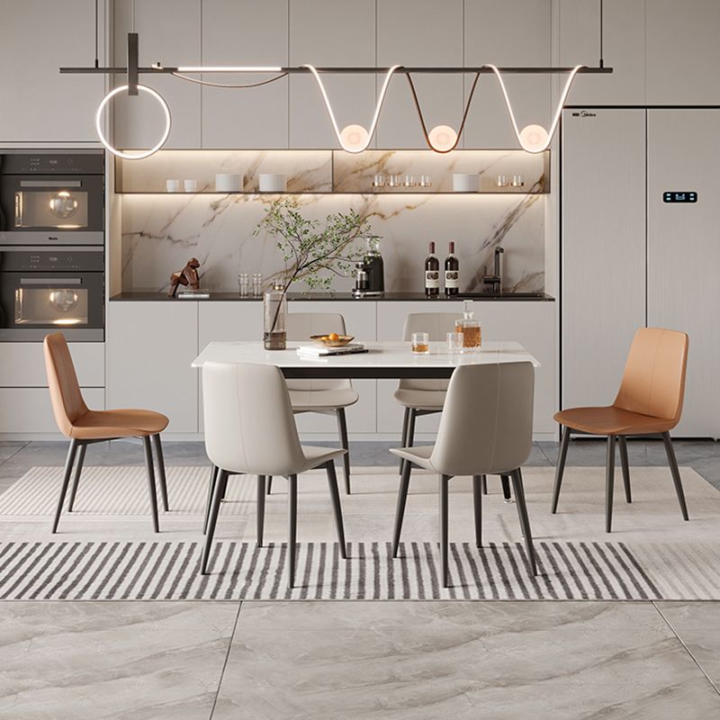 Modern Rectangle Dining Table for Home White Dinette Table with 4 Legs