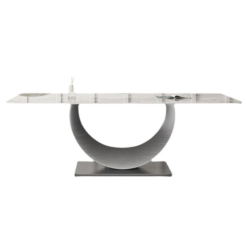 Rectangle Pedestal Table Traditional Luxury Dining Table Stainless Steel Base for Home