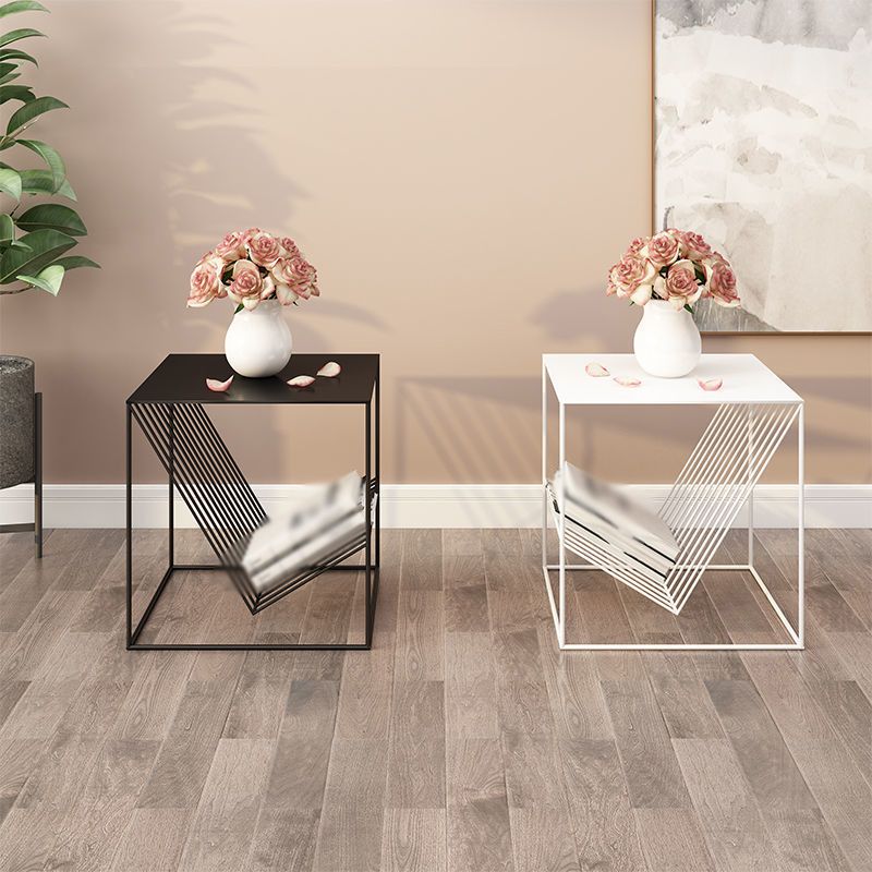 19.6" Tall Square Side Table Frame Ironcraft End Table with Magazine Holder