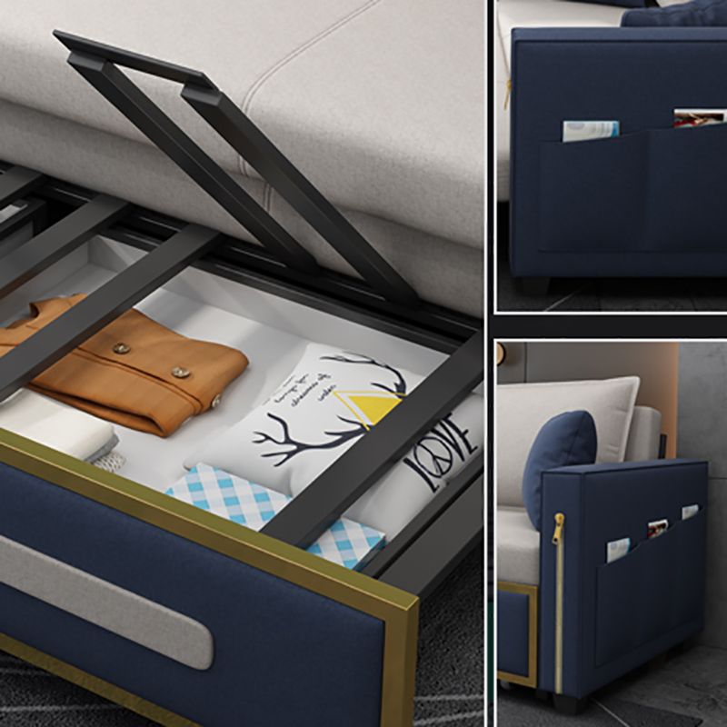 Pillow Included Sofa Futon Square Arms Futon Sofa Bed with Storage