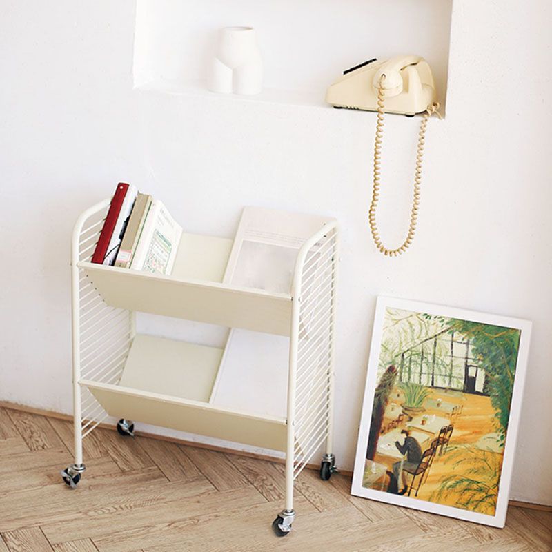 Modern Metal Bookshelf Geometric Vertical Open Shelf Bookcase in Burnish