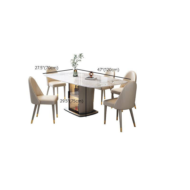 1/5/7 Pieces Modern Sintered Stone Top Dining Set with Storage