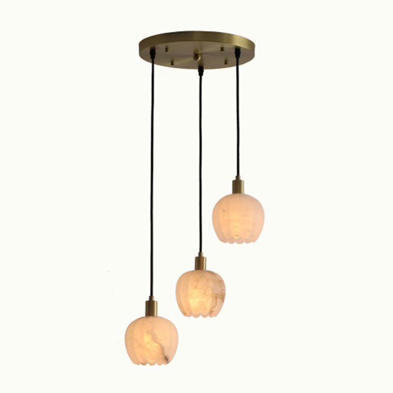 Pumpkin Pendant Lighting Fixture Minimalist-Style Stone White Hanging Light Fixture
