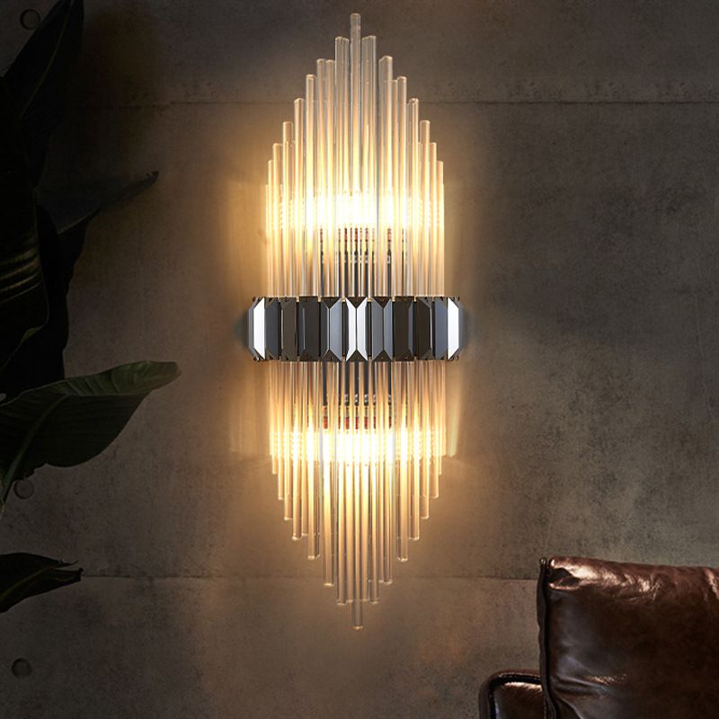2-Light Geometric Wall Light Sconce Modern Style Glass Wall Lighting