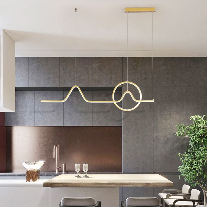 Estilo moderno lineal isla colgante de metal simple luz de metal para restaurante