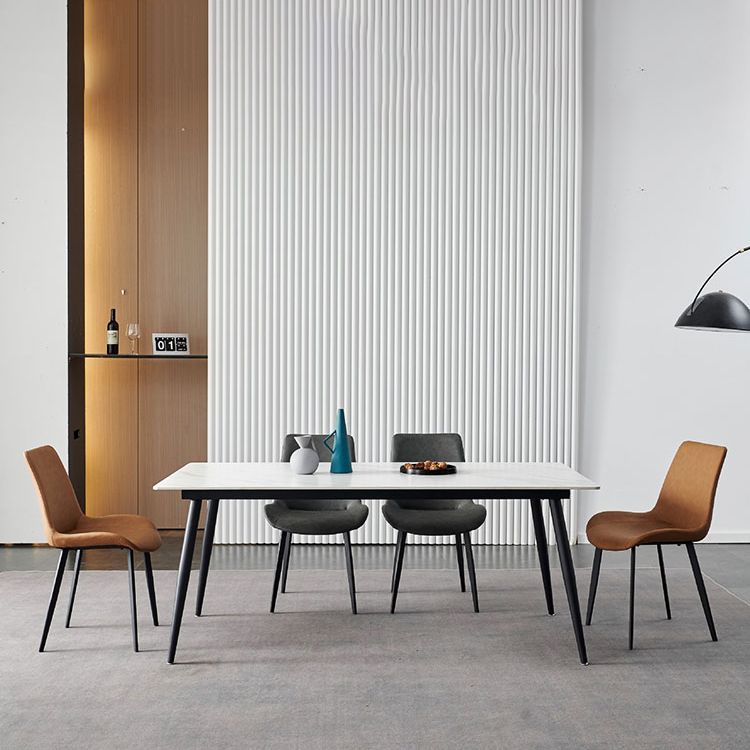 Rectangle Dining Table Industrial Stone Top Dining Table with 4 Legs