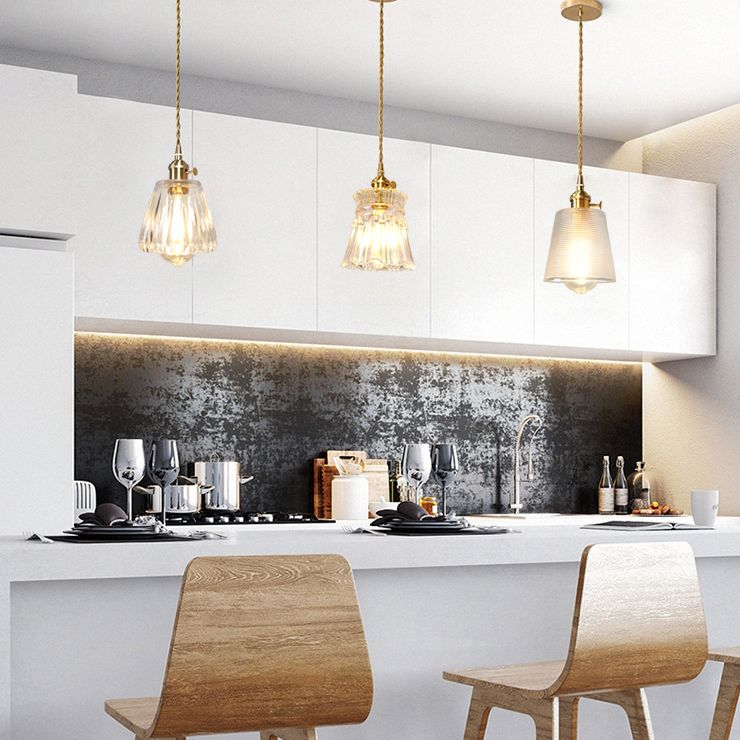 Glazen gearceerde hangende plafondlicht Minimalistische stijl Hangend hanglampje in goud