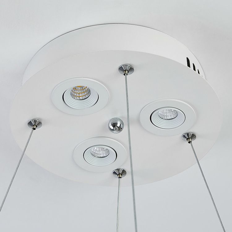 Modern Circular Chandelier Lights Feather Chandelier Light Fixture in White