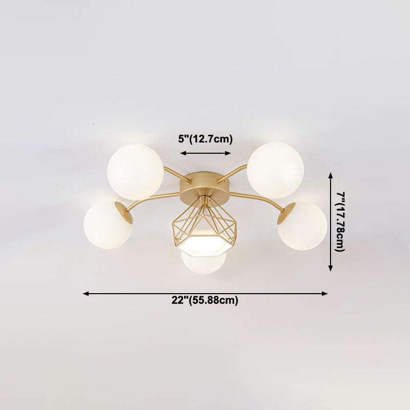 Modern Sputnik Ceiling Light Glass Shade Flush Mount Light for Drawing Room Living Room