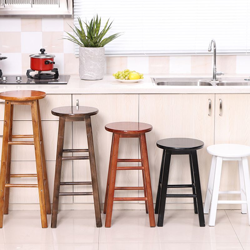 Dining Room Simple Style Wood Barstool Wood 4 Legs Bar Stool with Pedal