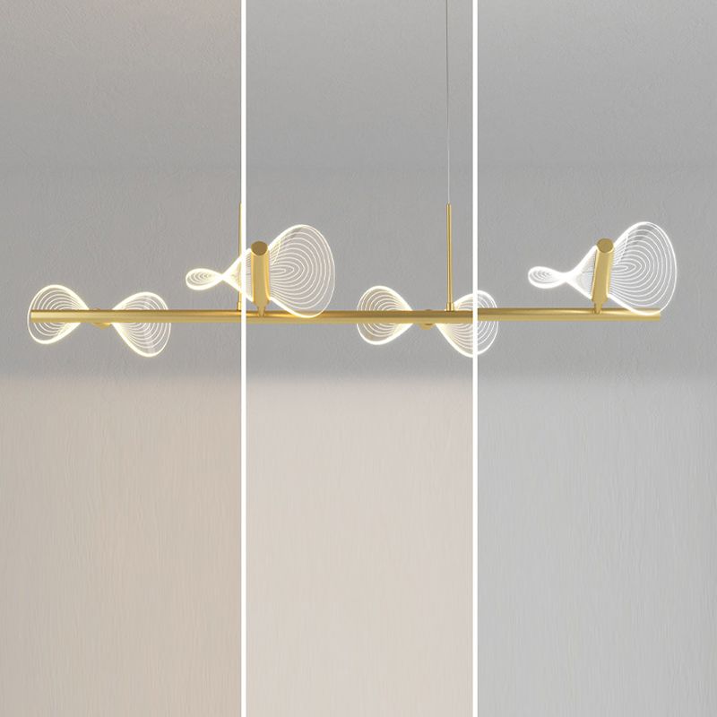 Minimalistische LED Island Lampe Bogenknotenform hängende Licht mit Acrylschatten für Esszimmer