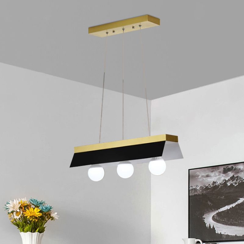 Black/White Shade Billiard Light 3/5 Lights Modern Wood Island Lighting for Restaurant