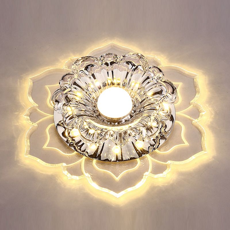 Luz de techo empotrada de acrílico, luz de techo empotrada de cristal moderna en transparente con orificio de 2-3,5" de diámetro