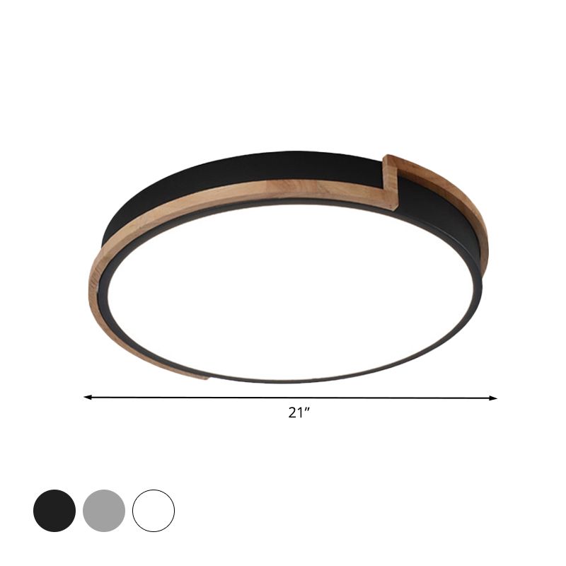 13"/17"/21" W Slim Drum Bedroom Flush Ceiling Light Eye-Caring Acrylic Macron Loft Led Ceiling Lamp in Black/Grey/White