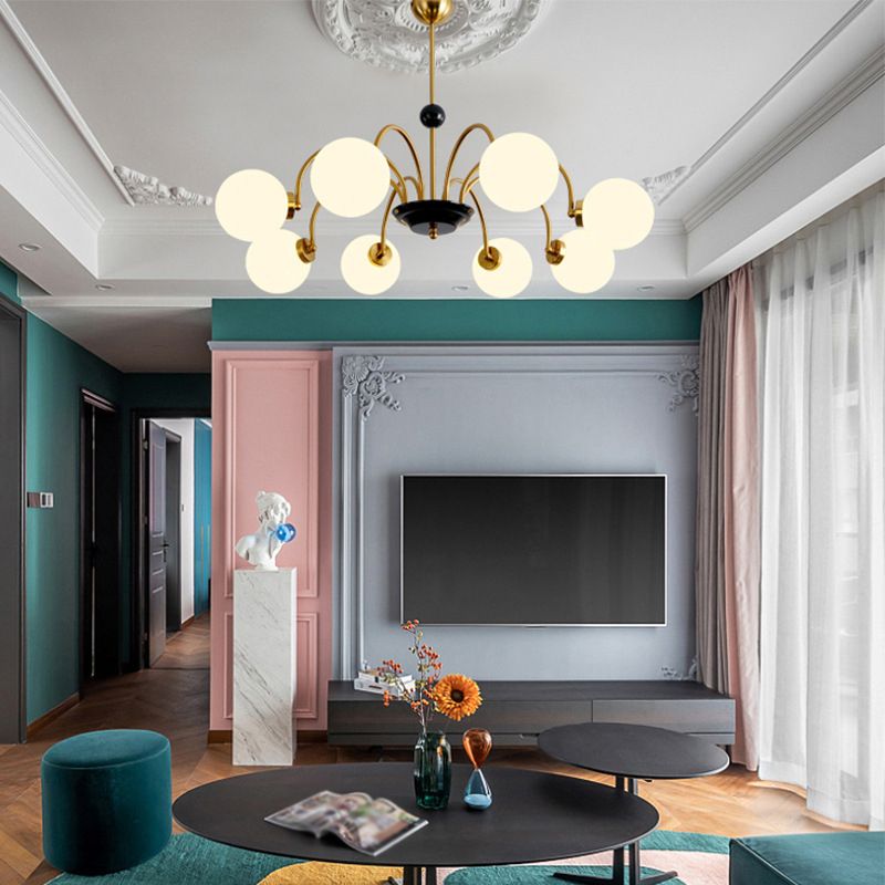 American Style Chandelier White Glass Pendant Lighting Fixtures for Dining Room