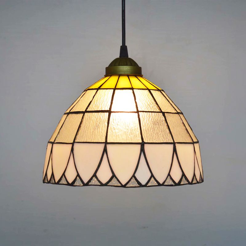 1 Light Pendant Lighting Mission Geometry Hand Cut Glass Hanging Light Fixture in Bronze