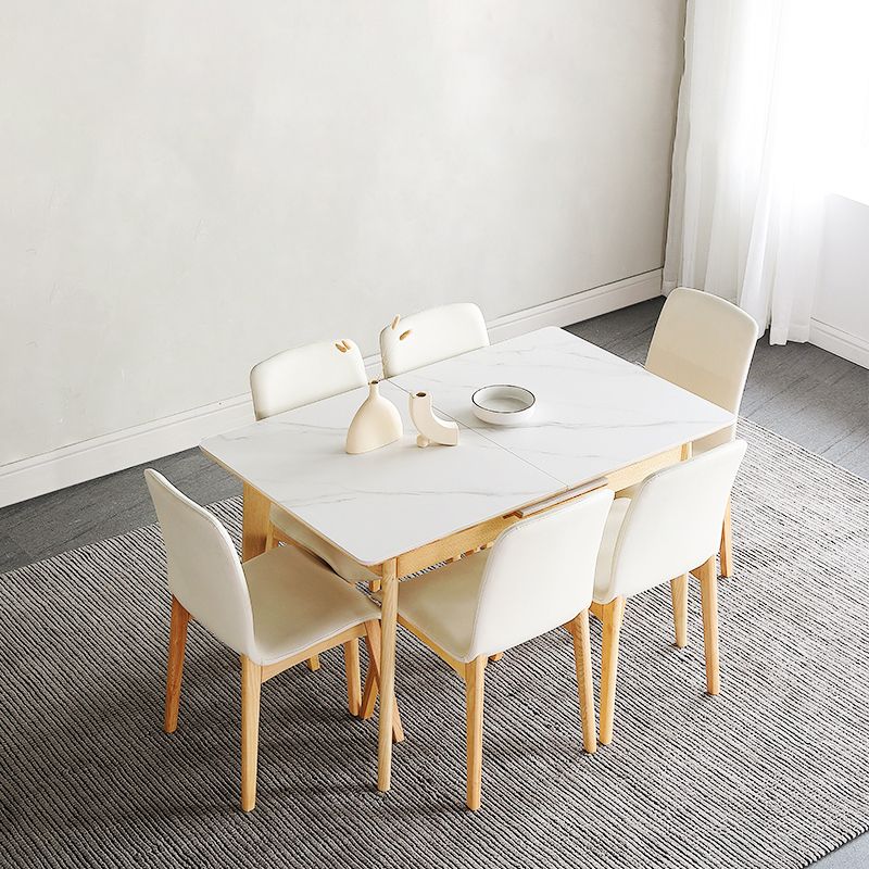 Modern Style Dining Table Sintered Stone Drop-Leaf Table for Home