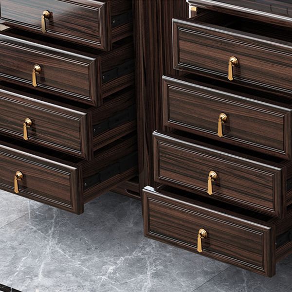 Glam Solid Wood Storage Chest Home Chest in Brown with Drawers