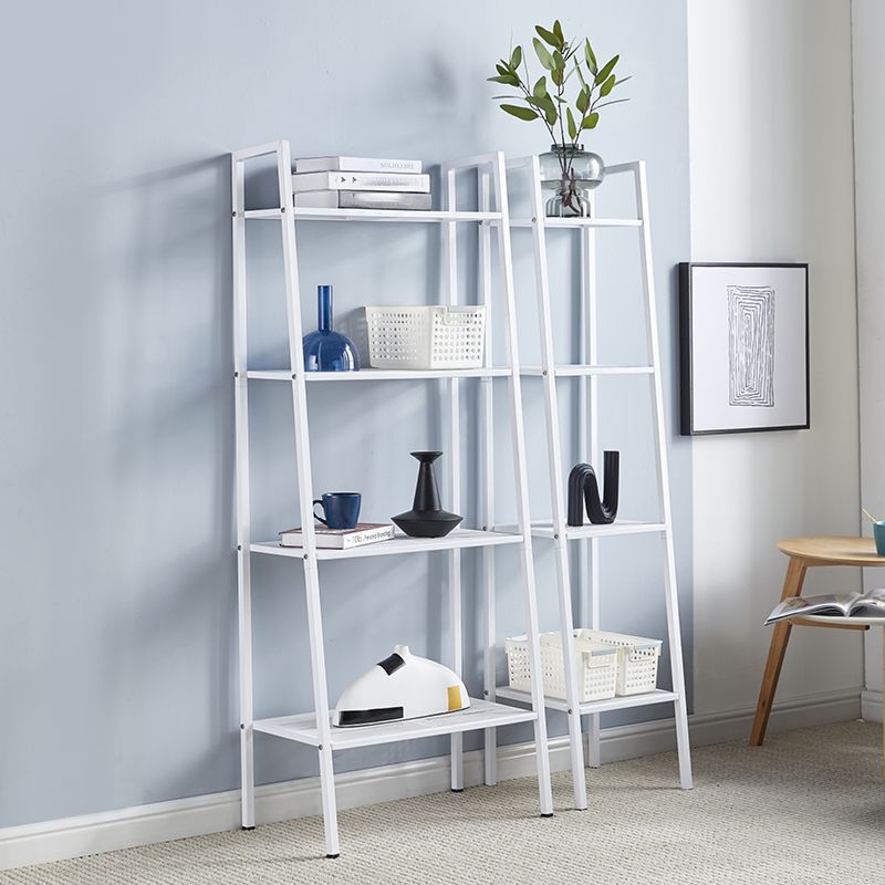 Modern Metal Ladder Bookshelf Vertical Open Bookshelf for Living Room