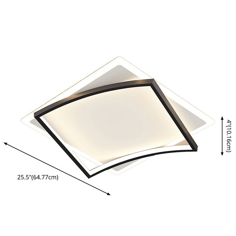 Acrylic Square Ceiling Mounted Fixture Modern Style Black-White LED Ceiling Flush Mount Light