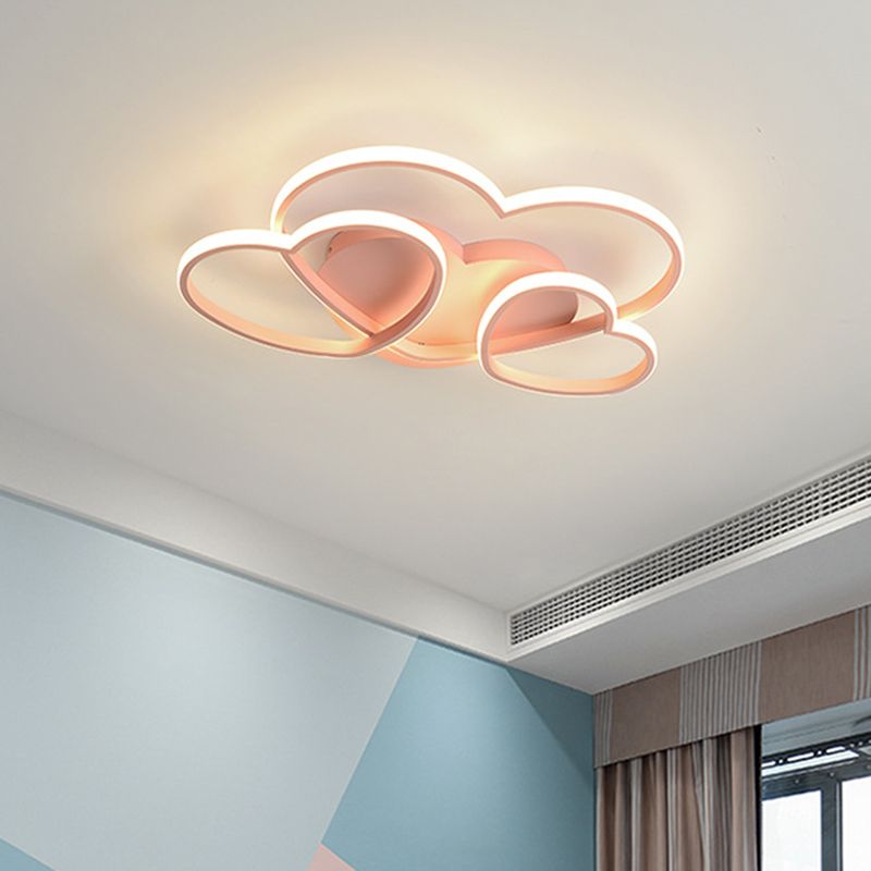 Heart Shaped Flush Mount LED Light Minimalist Metal Girls Bedroom Ceiling Mounted Light