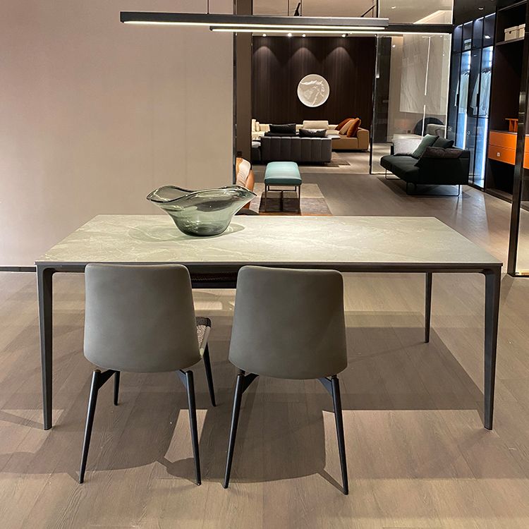 Mesa de comedor de piedra sinterizada estilo moderno Mesa rectangular con base de 4 patas