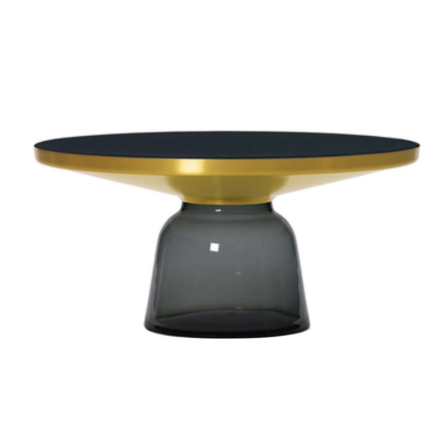 Glass Top End Table Modern Pedestal Sofa Side Table for Living Room