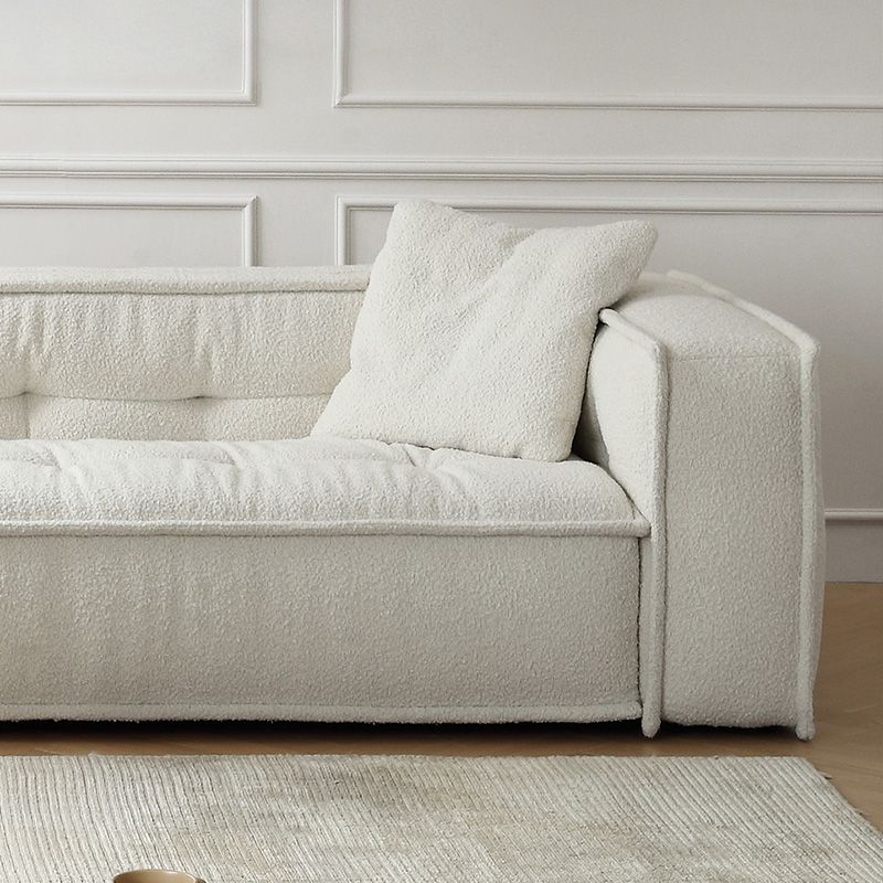Fabric Scandinavian Sofa Tuxedo Arm Tufted Back Sofa in White