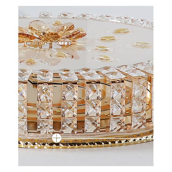 Modern Luxurious Crystal Flush Mount Ceiling Lamp Round Shape LED Flush Mount Lighting for Bedroom