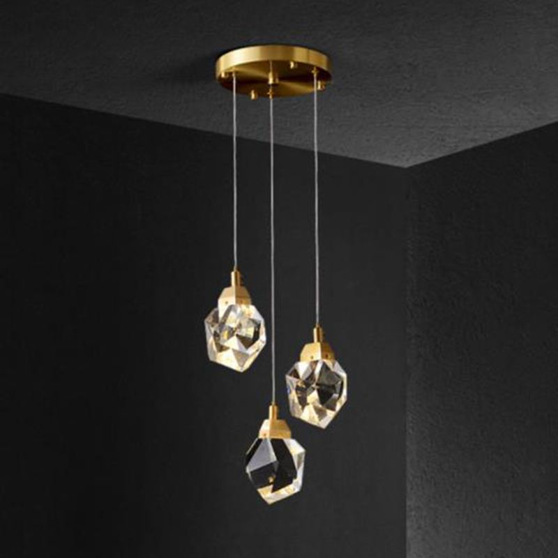Geometric Hanging Light Fixtures Post-Modern K9 Crystal Ceiling Pendant for Stairwell