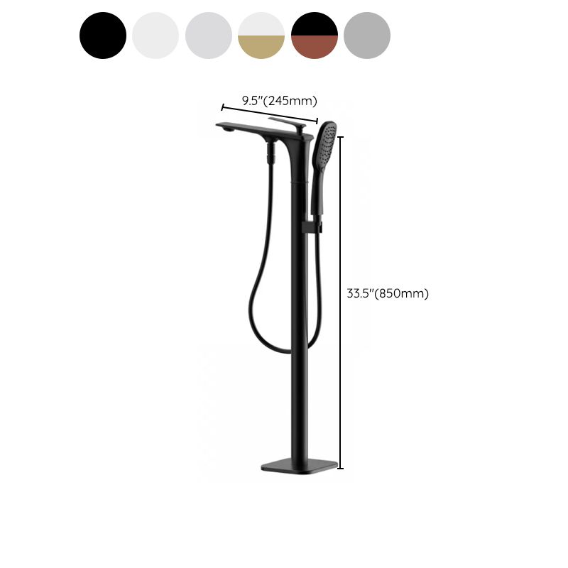 Modern Freestanding Faucet Copper with Risers and Handheld Shower Tub Faucet