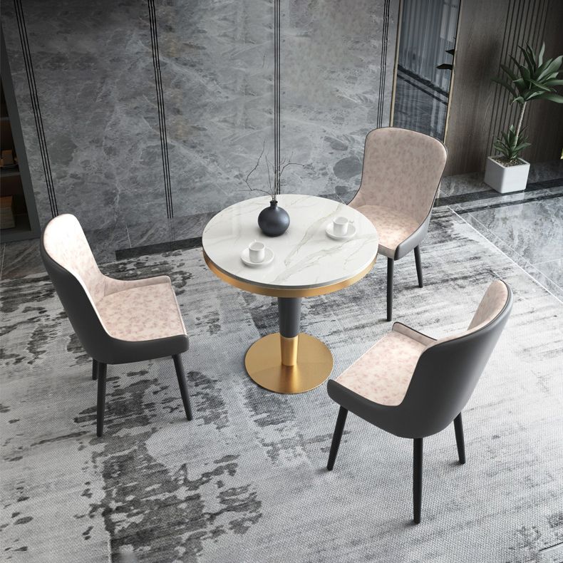 1/2/3/4/5 Pcs Metal Modern Dining Set with Round Dining Table Dinette Set