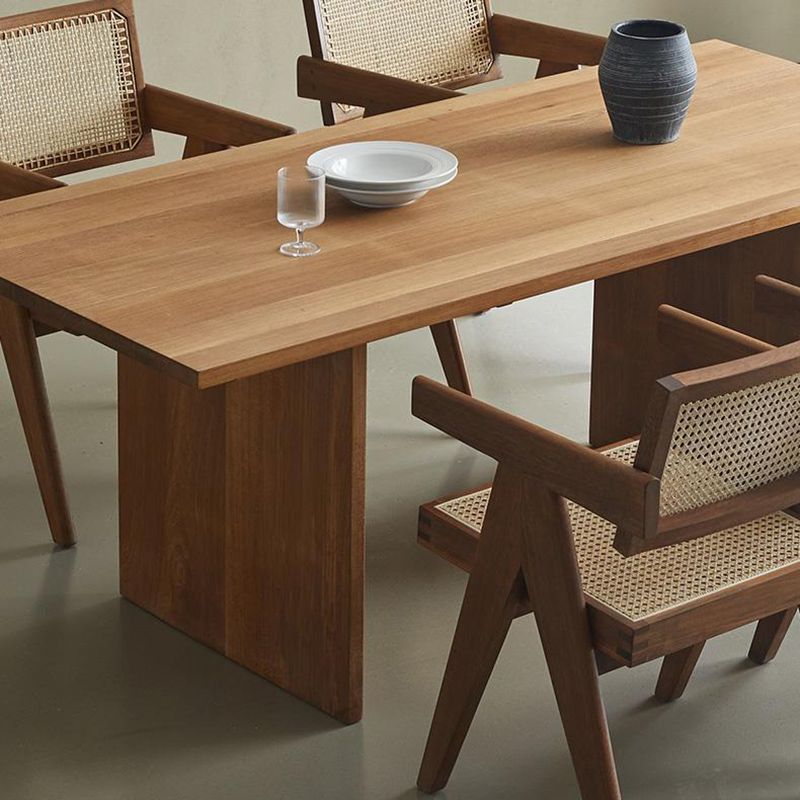 1/3/4/5 Pieces Rectangle Dining Set Solid Wood Dining Table with Wooden Chairs