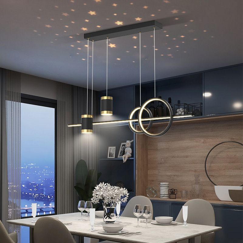 Modern Style Geometric Hanging Pendant Lights Metal 5 Light Pendant Light Fixtures