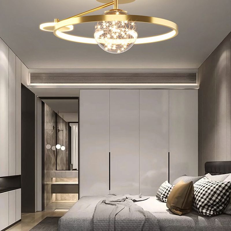 Plafonnier LED doré à éclairage encastré moderne Gypsophila